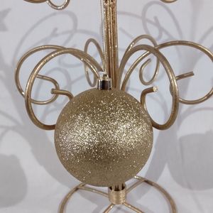 Vintage Round North Pole Glittered Gold Ornament